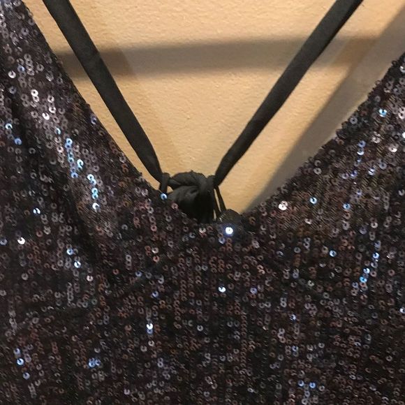NWT $88 free people | Gold Rush Mini | Sequin Slip Dress in Midnight Combo - Picture 9 of 17